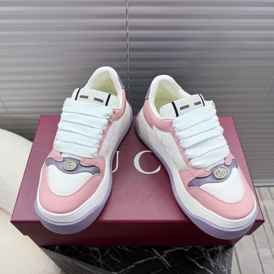 Gucci Classic Printed Leather Upper Thick Sole Comfortable Casual Sneakers