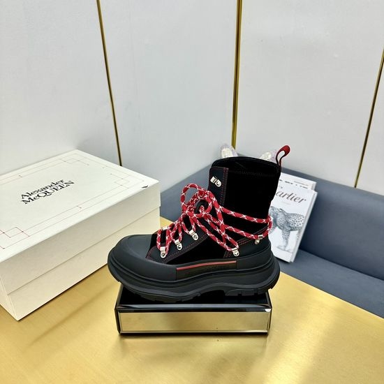 McQueen Chunky Sole Ankle Boots Premium Leather Upper