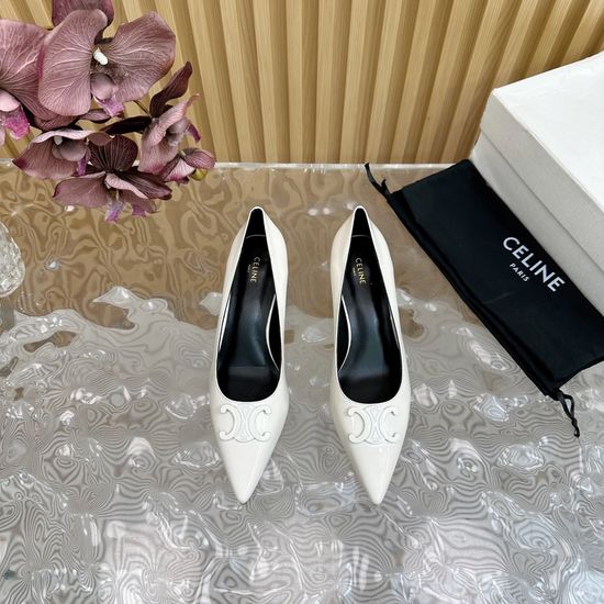 Celine Pointed Toe Kitten Heel Elegant Leather Pumps