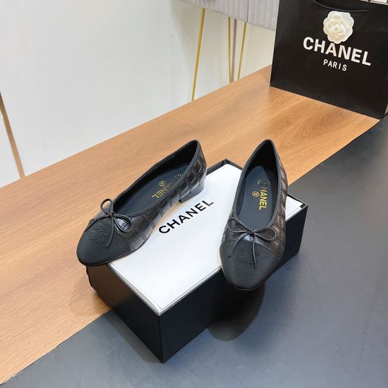 Chanel Two-tone Leather Slingback Ballet Flats with Real Leather Sole