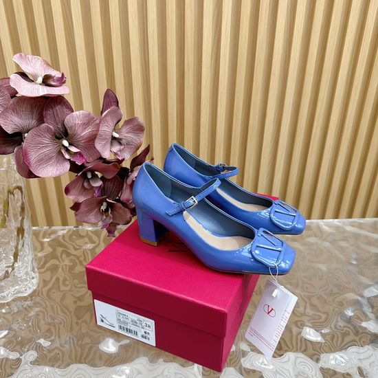 Valentino Chunky Heel Leather Mary Jane Dress Shoes