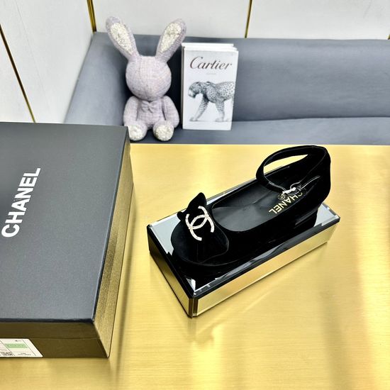 Chanel Rhinestone Bow Mary Jane Flats Elegant Comfortable Premium Leather Sole