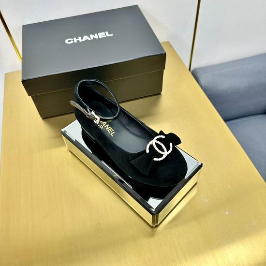 Chanel Rhinestone Bow Mary Jane Flats Elegant Comfortable Premium Leather Sole