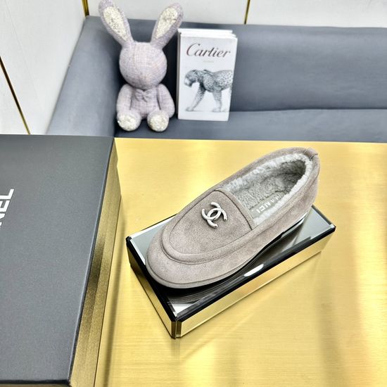 Chanel Fuzzy Suede Loafers with Fleece Lining