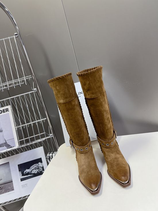 Celine Vintage Style Logo Accent Calfskin Ankle Boots
