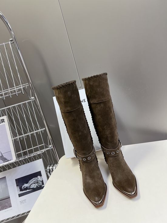 Celine Vintage Style Logo Accent Calfskin Ankle Boots
