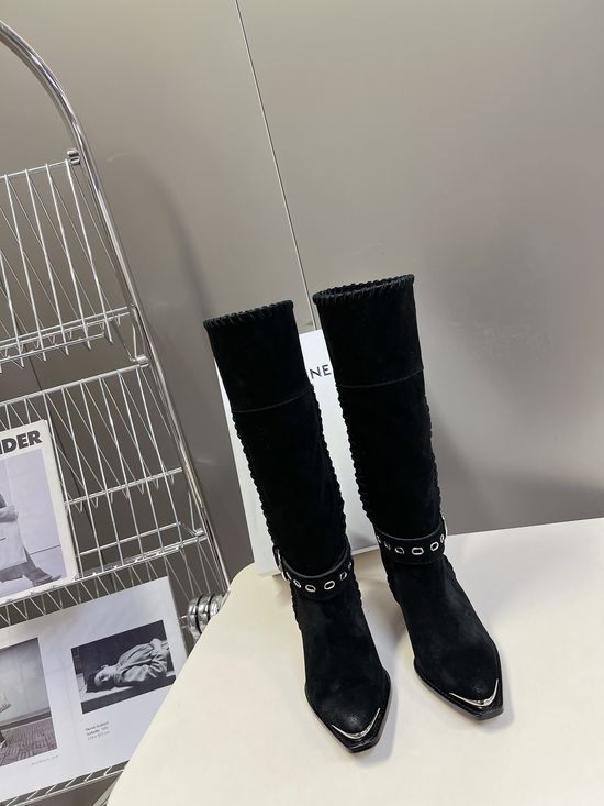 Celine Vintage Style Logo Accent Calfskin Ankle Boots