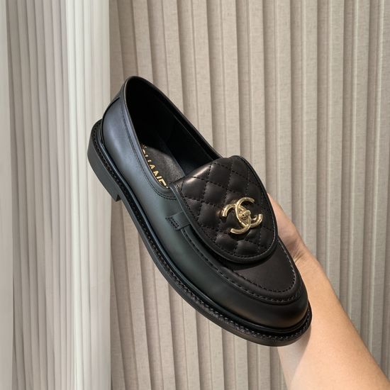 Chanel Premium Leather Dress Shoes with Decorative Buckle