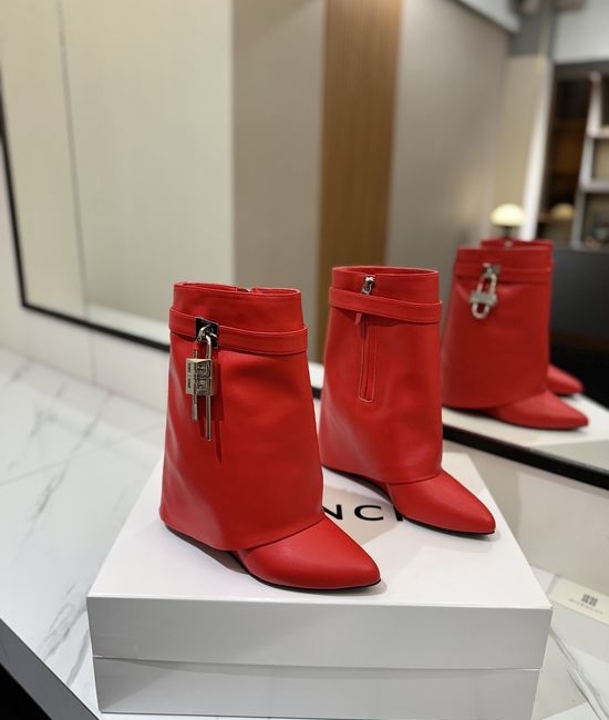 Givenchy Premium Leather High Heel Knee High Boots with Buckle