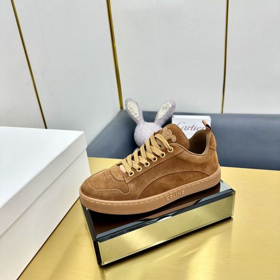 Celine Premium Leather Lace-Up Sneakers Comfortable Versatile Casual Shoes