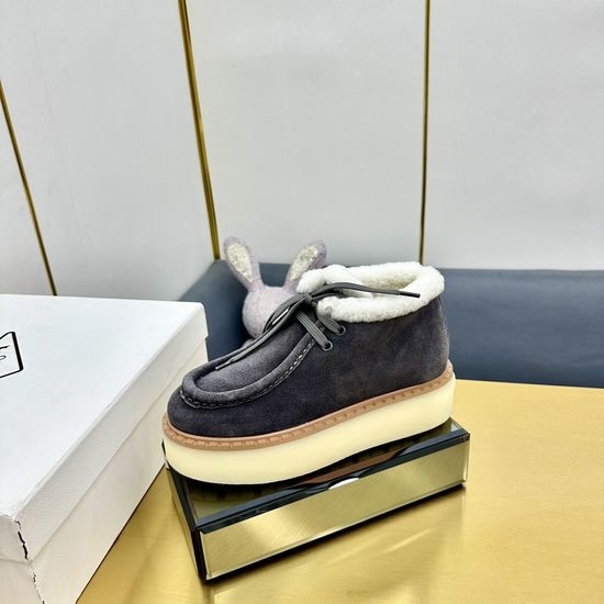 Prada Fleece Lined Platform Snow Boots Warm Non-slip Sole