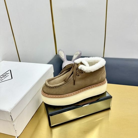 Prada Fleece Lined Platform Snow Boots Warm Non-slip Sole
