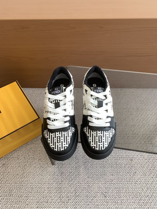 Fendi Vintage Patchwork Suede Leather Casual Comfortable Sneakers