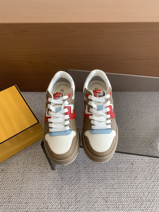 Fendi Vintage Patchwork Suede Leather Casual Comfortable Sneakers