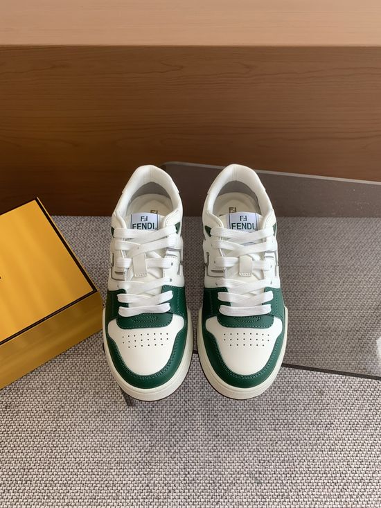 Fendi Vintage Patchwork Suede Leather Casual Comfortable Sneakers