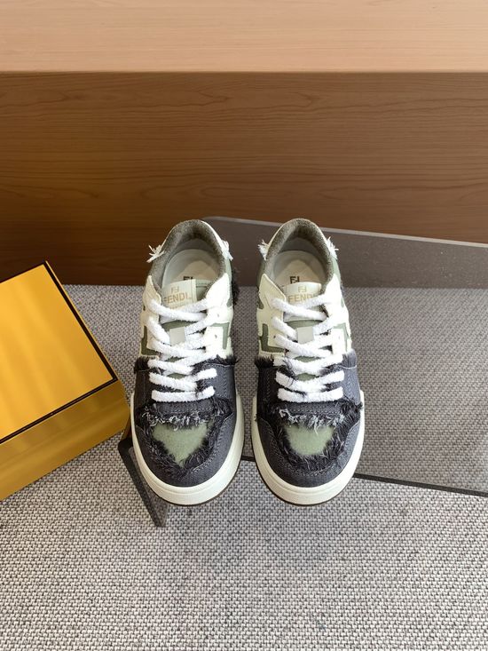 Fendi Retro Stitched Suede Leather Soft Lining Casual Sneakers