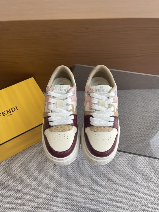 Fendi Vintage Suede Leather Low Top Casual Versatile Sneakers