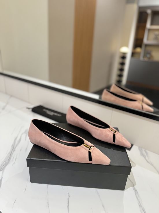 Celine Silk Upper Flats with Sheepskin Lining and Leather Sole