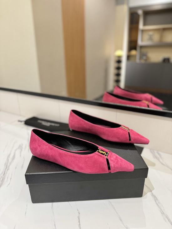 Celine Silk Upper Flats with Sheepskin Lining and Leather Sole