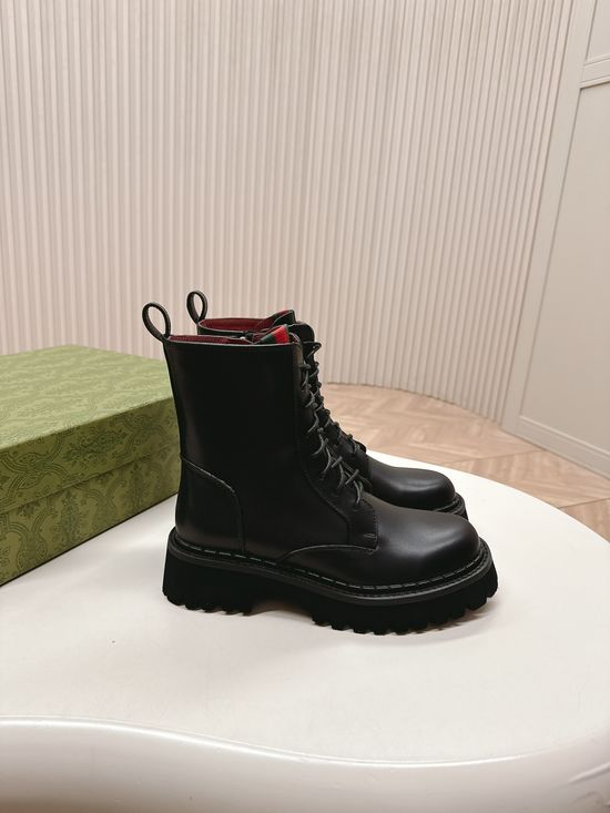 Gucci Classic Retro Leather Ankle Boots Comfortable Durable Footwear
