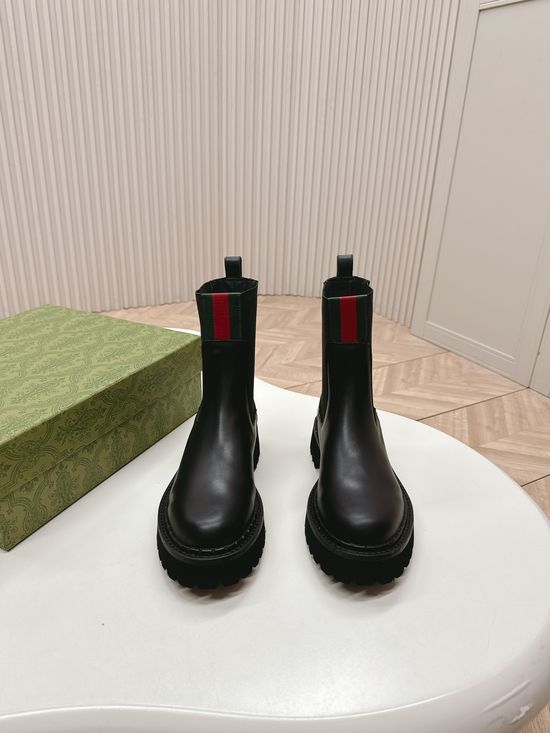 Gucci Classic Retro Leather Ankle Boots Comfortable Durable Footwear