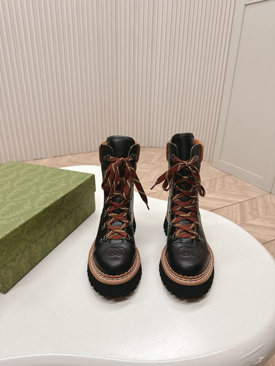 Gucci Classic Leather Short Boots Versatile Fit Casual Daily Footwear