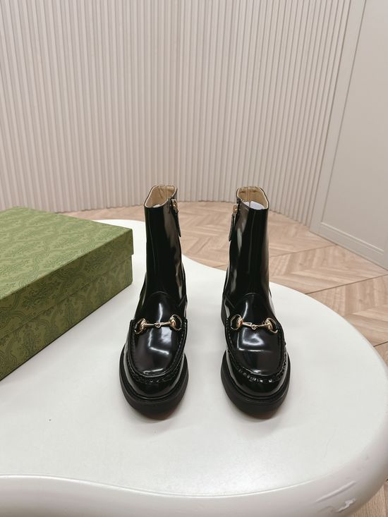 Gucci Classic Retro Leather Ankle Boots Comfortable Durable Footwear