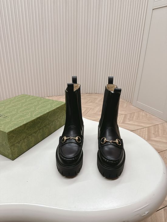 Gucci Classic Retro Leather Ankle Boots Comfortable Durable Footwear
