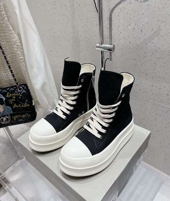 Rick Owens Casual Canvas Platform Ankle Boots Soft Lining