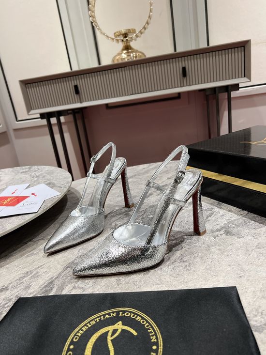 Christian Louboutine Shearling Pointed Toe Wraparound Strap Stiletto Sandals