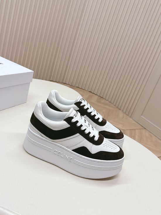 Celine Classic Leather Upper Platform Casual Sneakers Non Slip