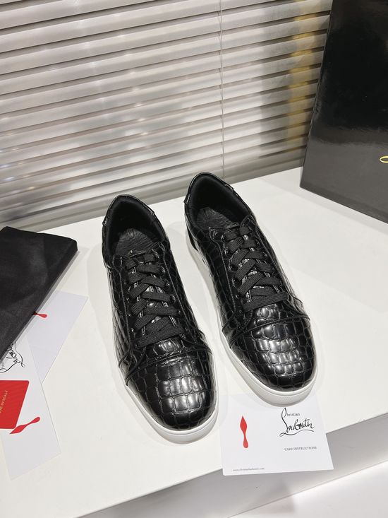 Christian Louboutine Low Top Black Stone Pattern Printed Sneakers