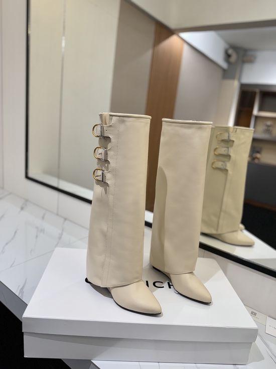 Givenchy Genuine Leather High Heel Tall Boots with Signature Buckle