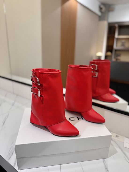 Givenchy Cowhide Knee High Heel Boots With Logo Buckle