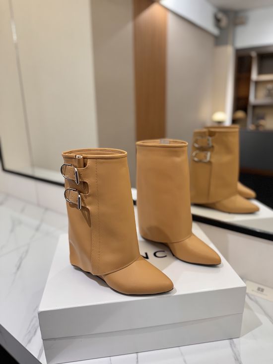 Givenchy Cowhide Knee High Heel Boots With Logo Buckle