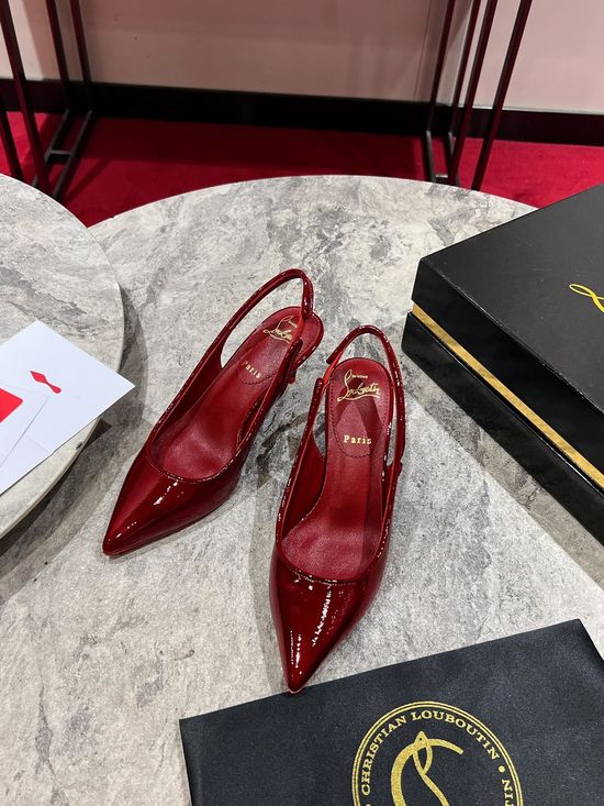 Christian Louboutine Kitten Heel Slingback Shoes With Metal Accent