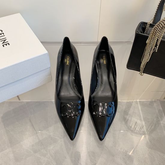 Celine Genuine Leather Kitten Heel Ankle Strap Pointed Toe Shoes