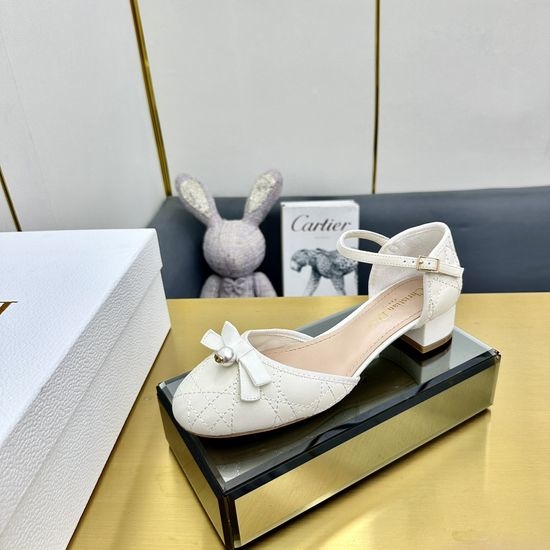 Christian Dior CD Embroidered Ballet Flats with Pearl Buckle