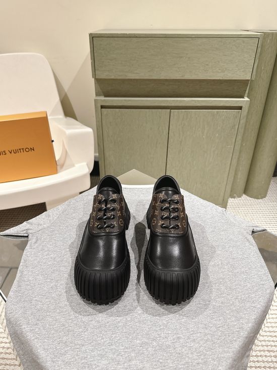 Louis Vuitton Leather Platform Ankle Boots with Soft Lining