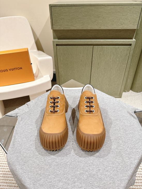 Louis Vuitton Leather Platform Ankle Boots with Soft Lining