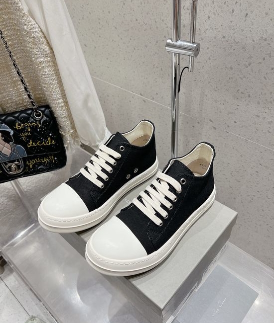 Rick Owens Lace-up Casual Sneakers Soft Leather Upper Comfortable Sole