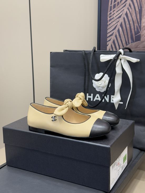 Chanel Bow Accent Mary Jane Shoes Soft Lambskin Upper