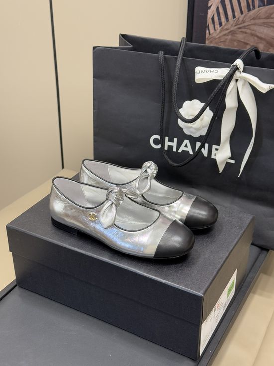 Chanel Bow Accent Mary Jane Shoes Soft Lambskin Upper