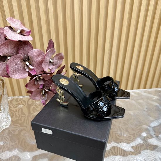 Yves Saint Laurent Elegant Cross-Strap High Heels with Metal Accents