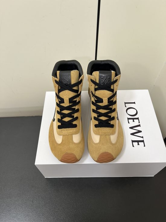 Loewe Minimalist Stitching High Top Sneakers Comfortable Height Increasing