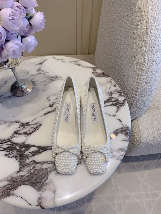 Jimmy Choo Bow Pearl Block Heel Dress Shoes with Luxury Detail