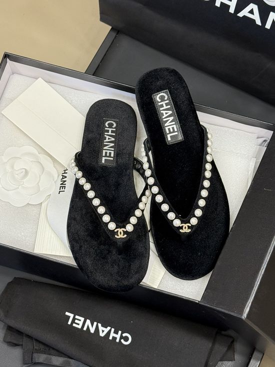 Chanel Rhinestone Decor Soft Lined Comfort Flip Flop Sandals