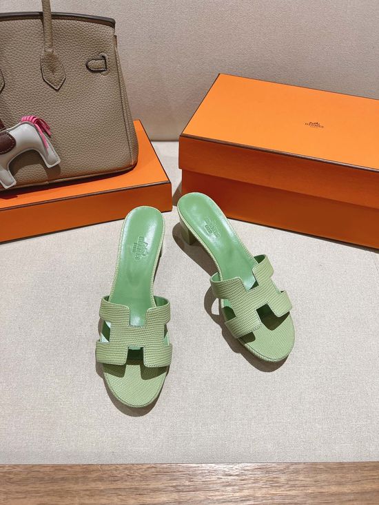 Hermes Lizard Pattern Cowhide Slide Sandals With Silk Scarf