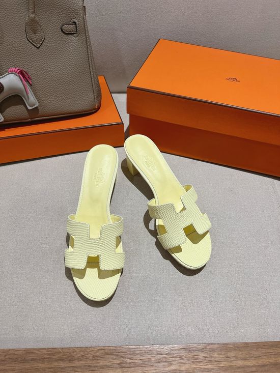 Hermes Lizard Pattern Cowhide Slide Sandals With Silk Scarf