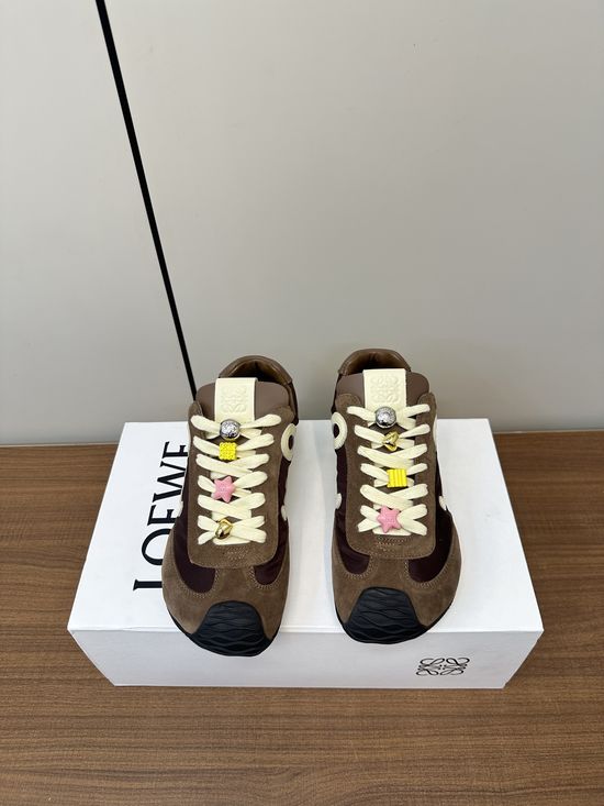 Loewe Casual Color Block Comfortable Suede Sneakers
